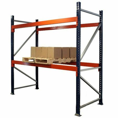 GLOBAL INDUSTRIAL Bolted Pallet Rack Starter, 96inW x 48inD x 144inH, Blue and Orange B3121307